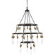 Campbell 35 Light 42.38 inch Vintage Black with Warm Brass Chandelier Ceiling Light