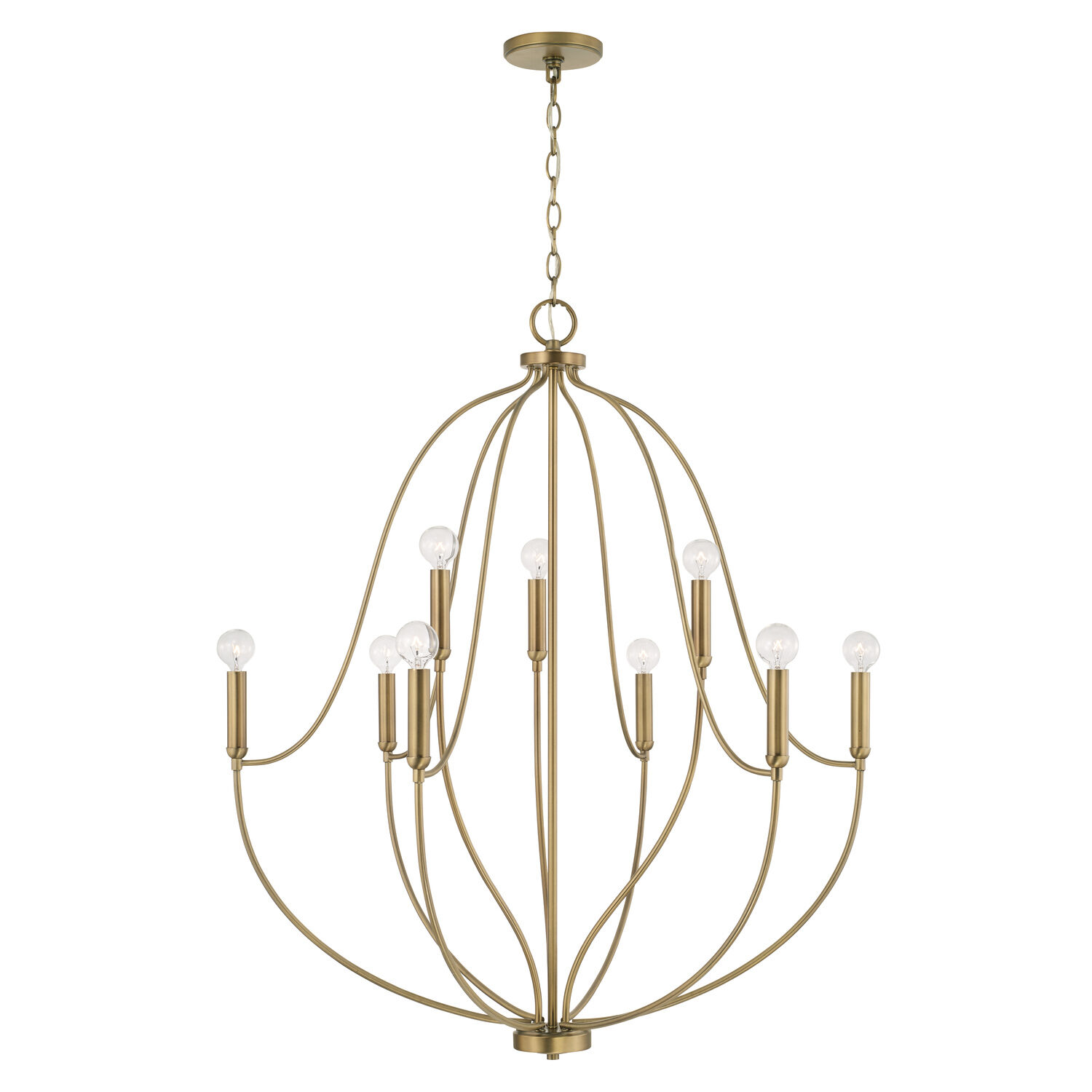 Madison 9 Light 32.5 inch Aged Brass Chandelier Ceiling Light