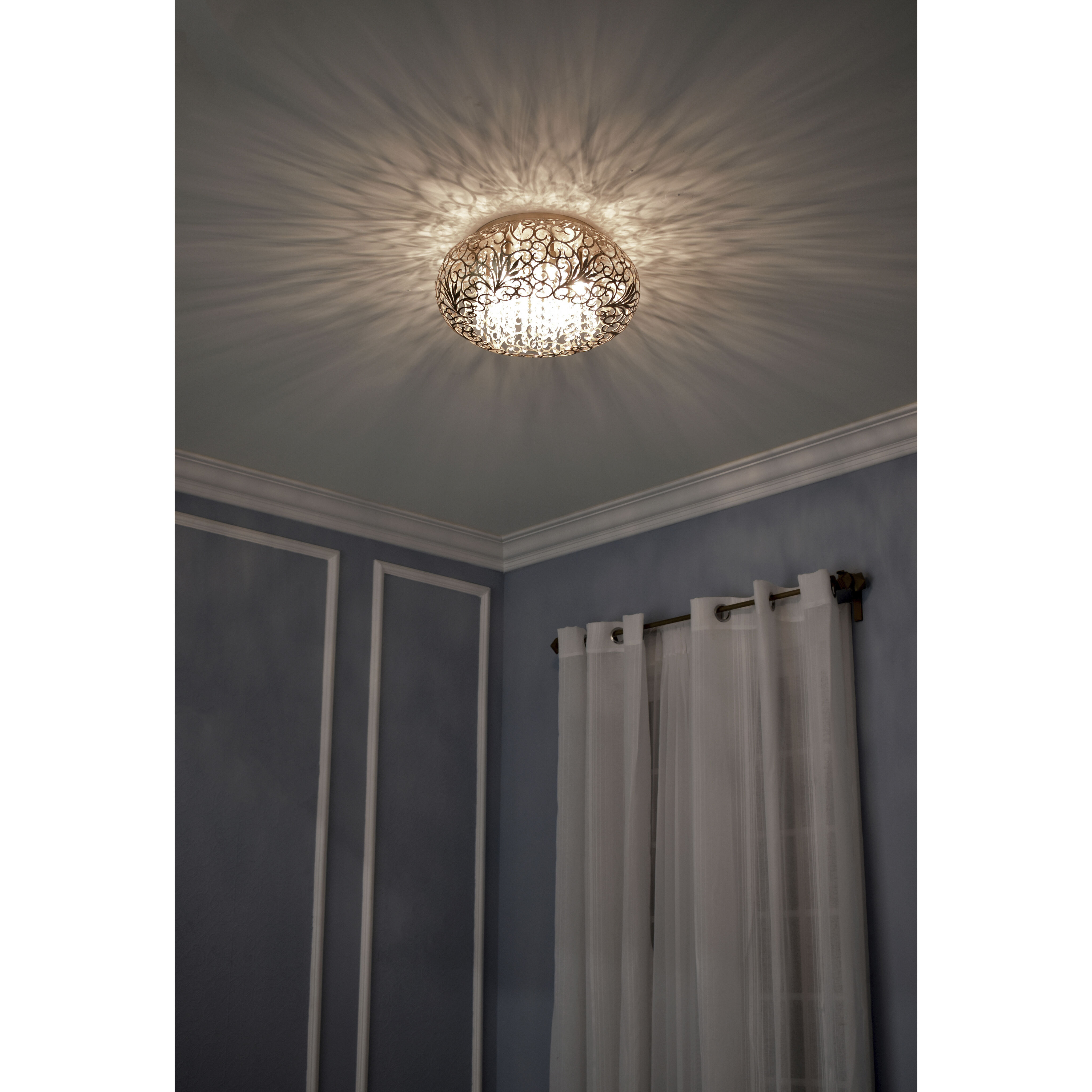Arabesque 7 Light 18 inch Golden Silver Flush Mount Ceiling Light in 50, Beveled Crystal, G9 Frost Xenon