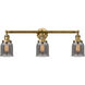 Franklin Restoration Small Bell 3 Light 30 inch Brushed Brass Bath Vanity Light Wall Light in Plated Smoke Glass, Franklin Restoration