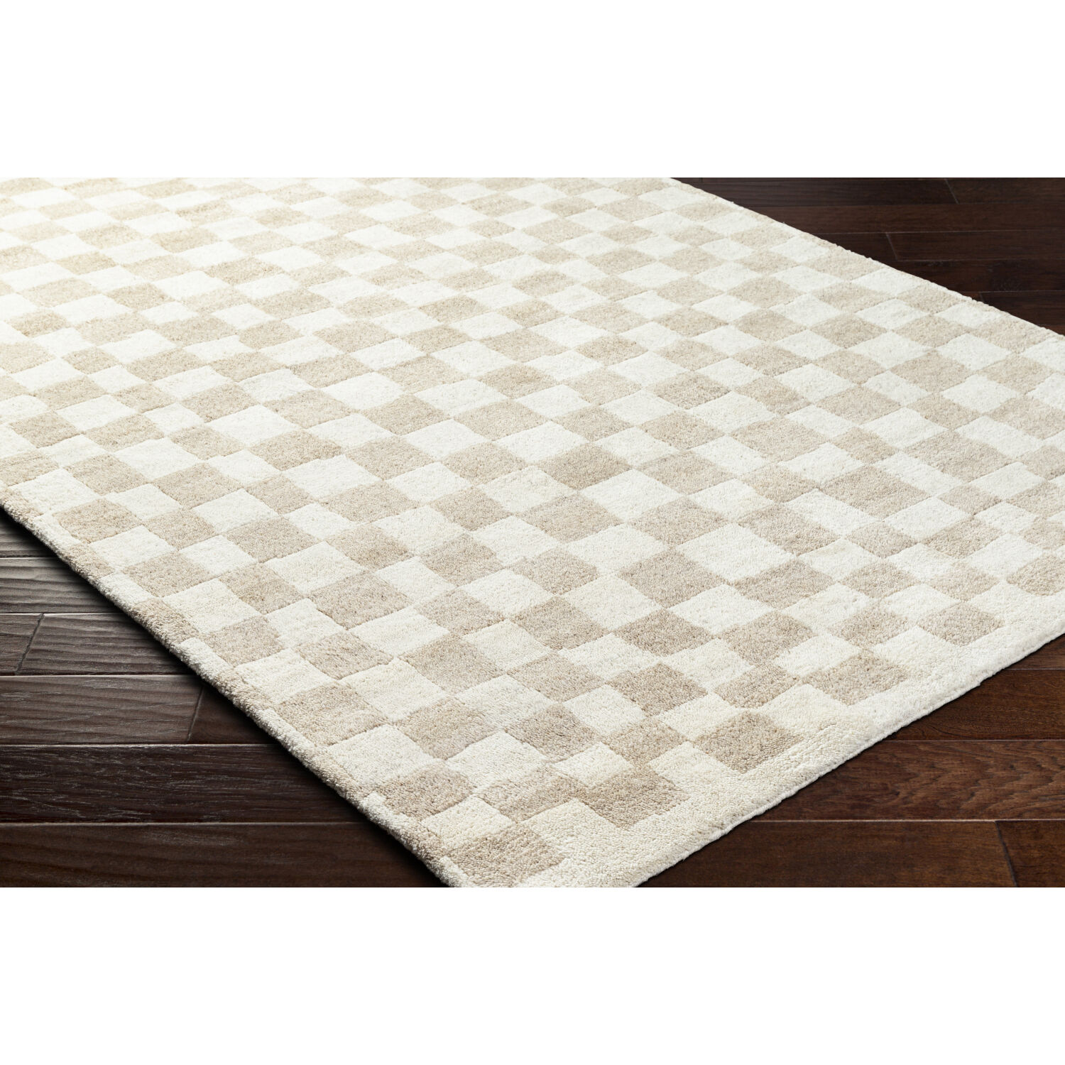 Damier 120 X 96 inch Ivory / Beige Handmade Rug in 8 x 10