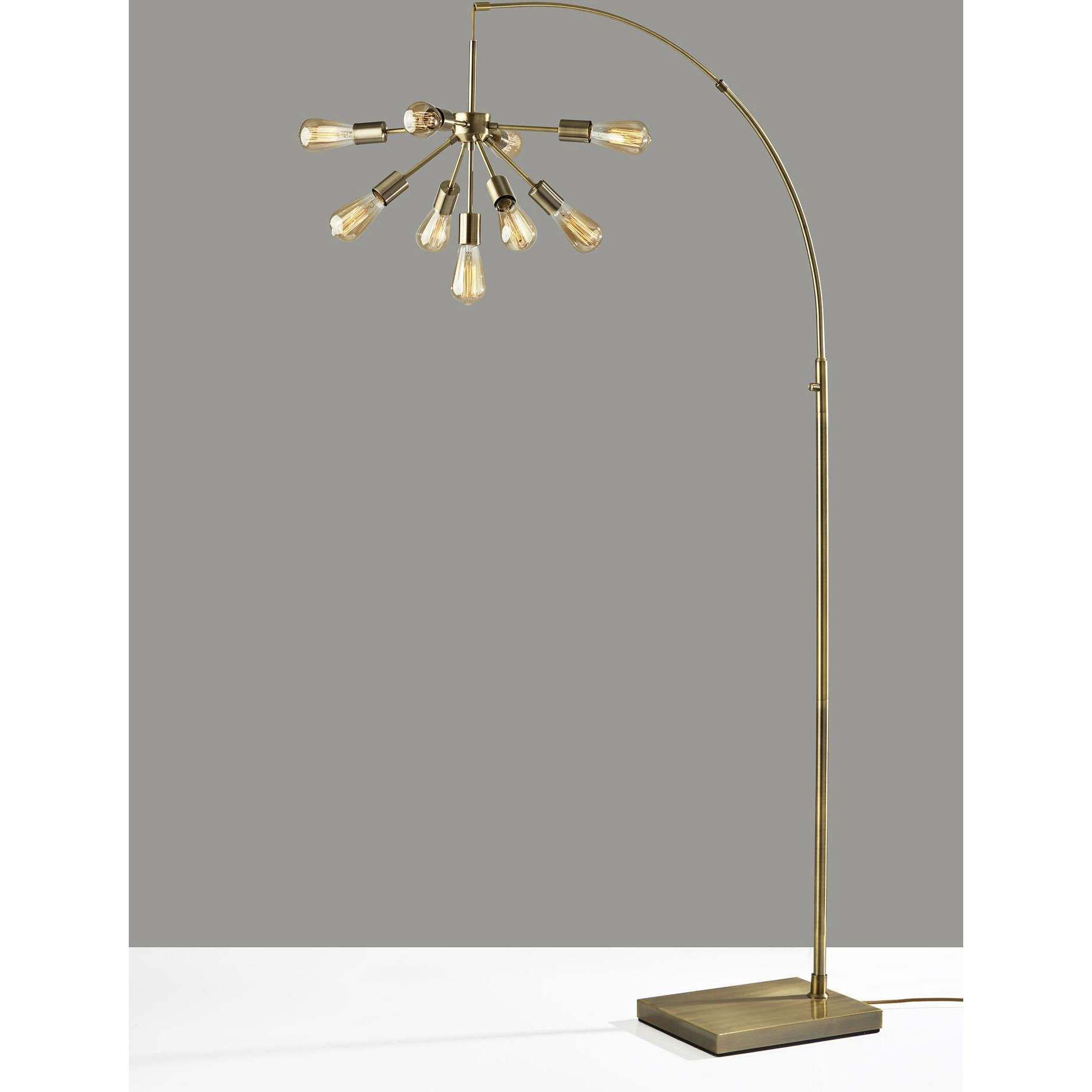 Sputnik 83 inch 40.00 watt Antique Brass Arc Floor Lamp Portable Light