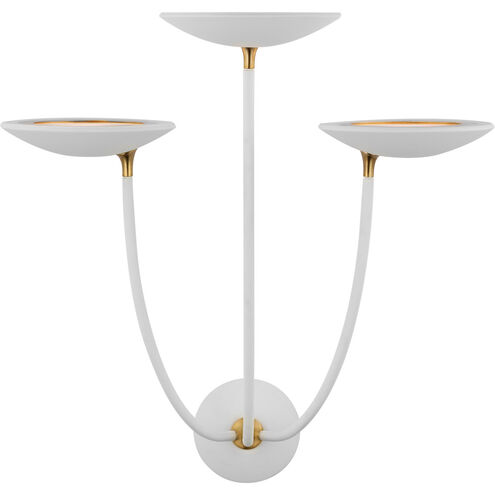Thomas O'Brien Keria LED 22 inch Matte White and Hand-Rubbed Antique Brass Triple Sconce Wall Light, Large