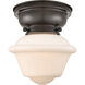 Aditi Small Oxford 1 Light 8 inch Oil Rubbed Bronze Flush Mount Ceiling Light in Matte White Glass, Aditi