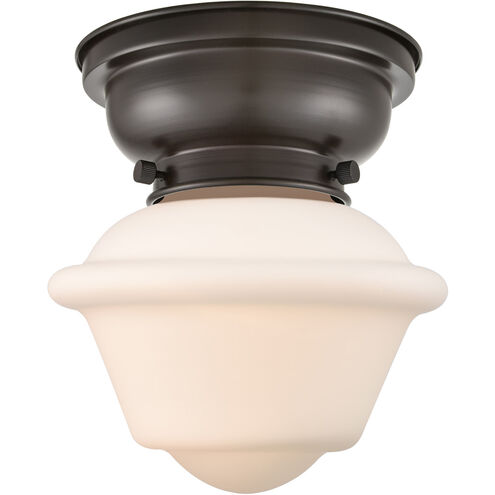 Aditi Small Oxford 1 Light 8 inch Oil Rubbed Bronze Flush Mount Ceiling Light in Matte White Glass, Aditi