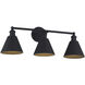 Modern Farmhouse 3 Light 27 inch Matte Black Bathroom Vanity Light Wall Light