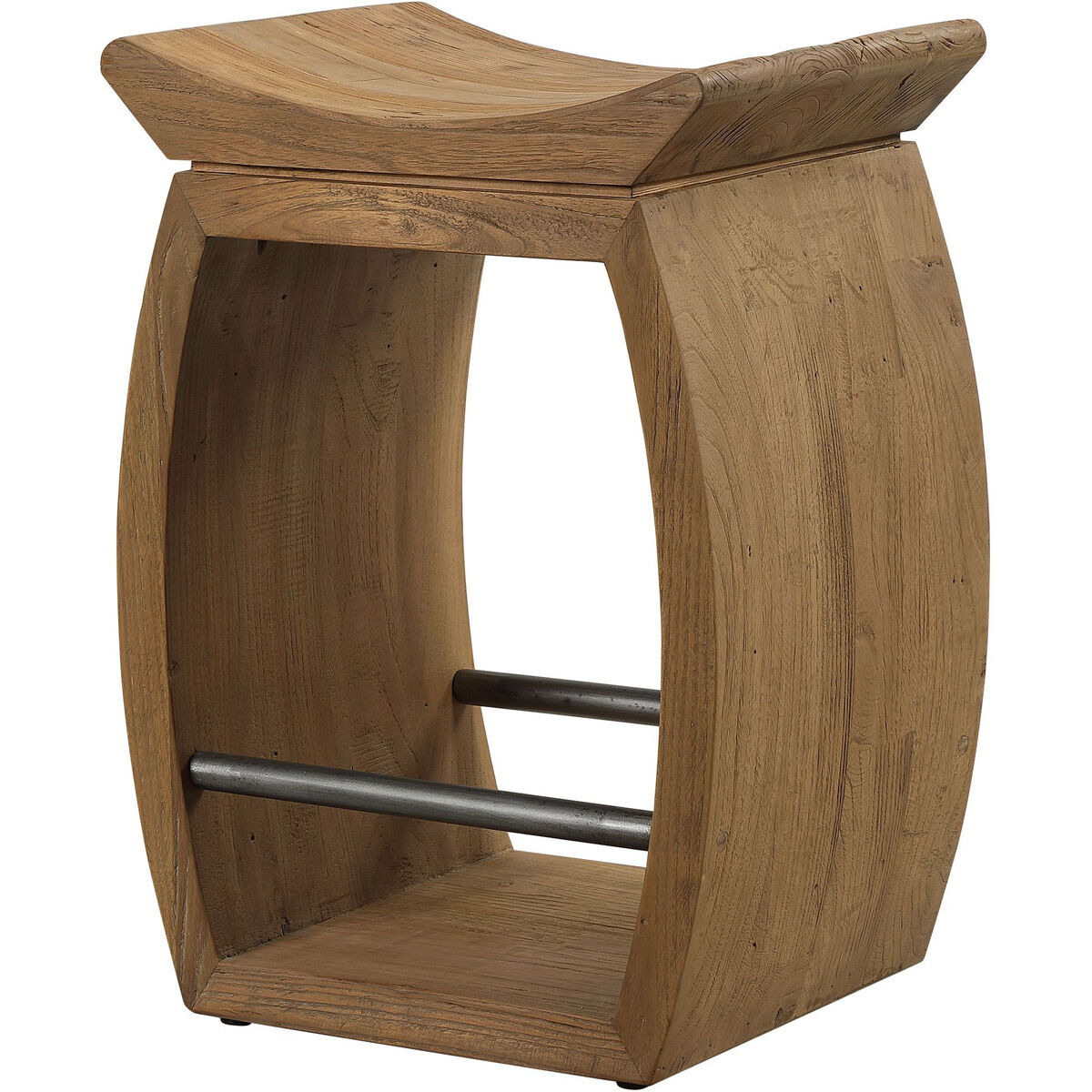 Connor 25 inch Reclaimed Elm Wood and Dark Steel Counter Stool