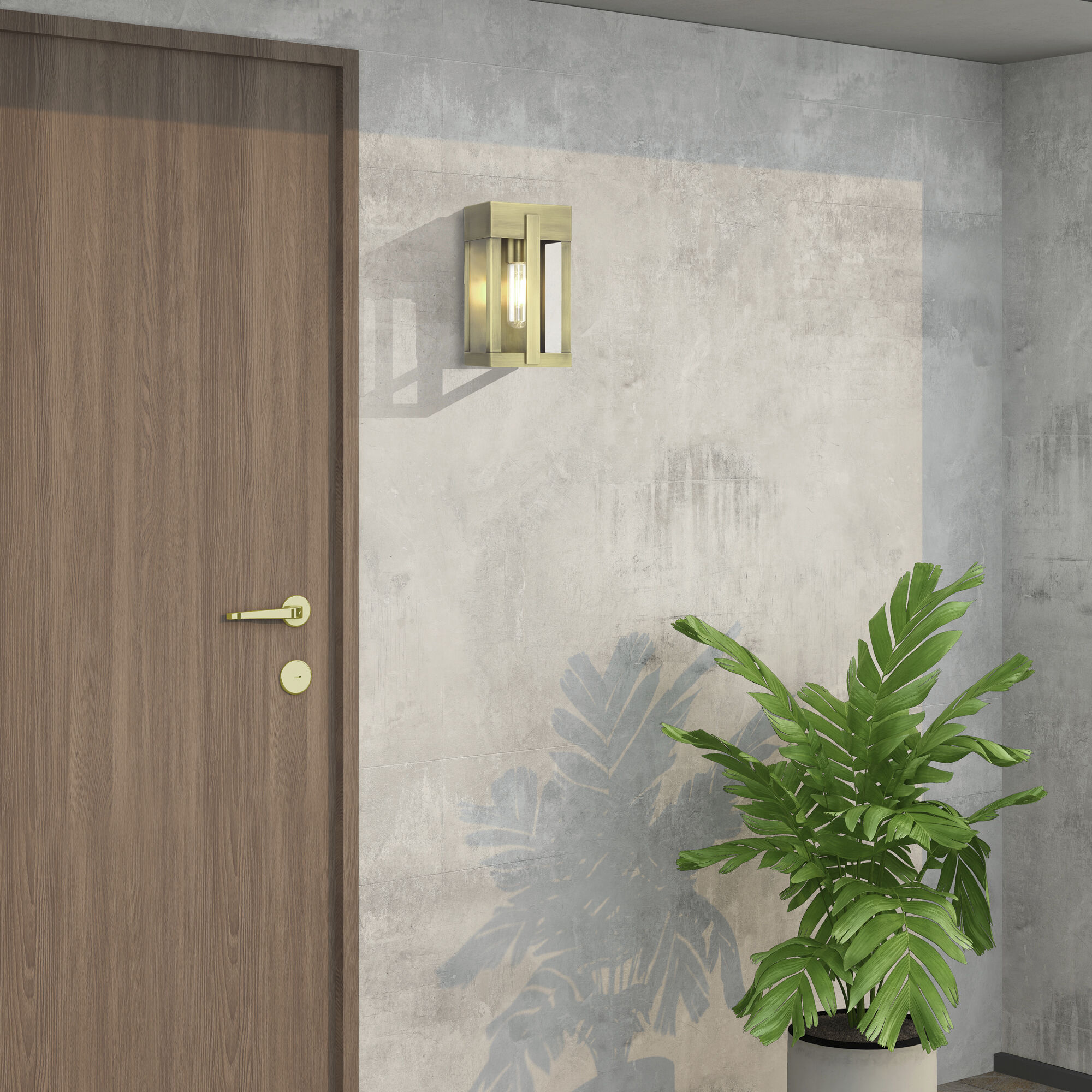 Berksford 1 Light 9 inch Antique Brass Outdoor Wall Lantern