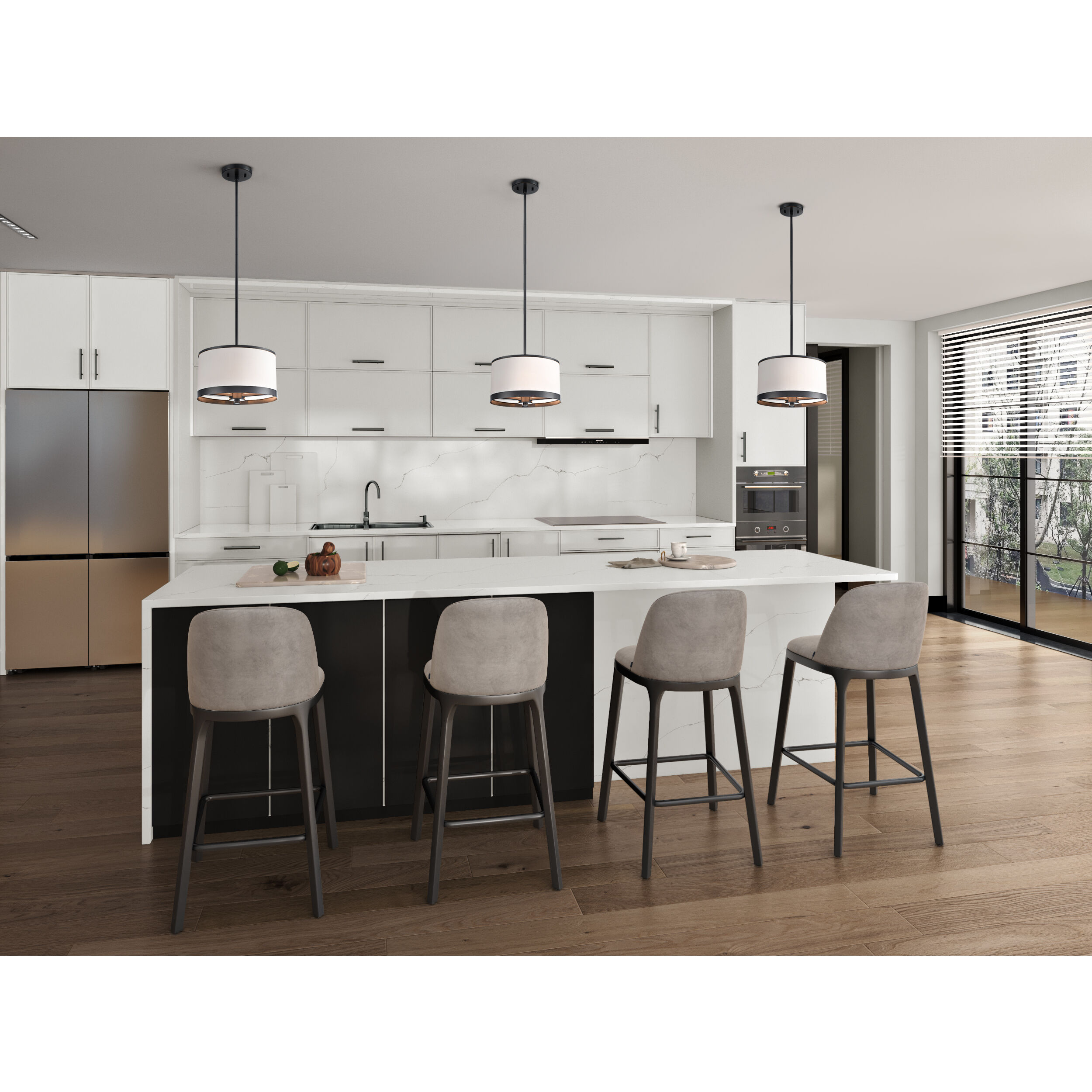 High Street 3 Light 12.01 inch Black Pendant Ceiling Light