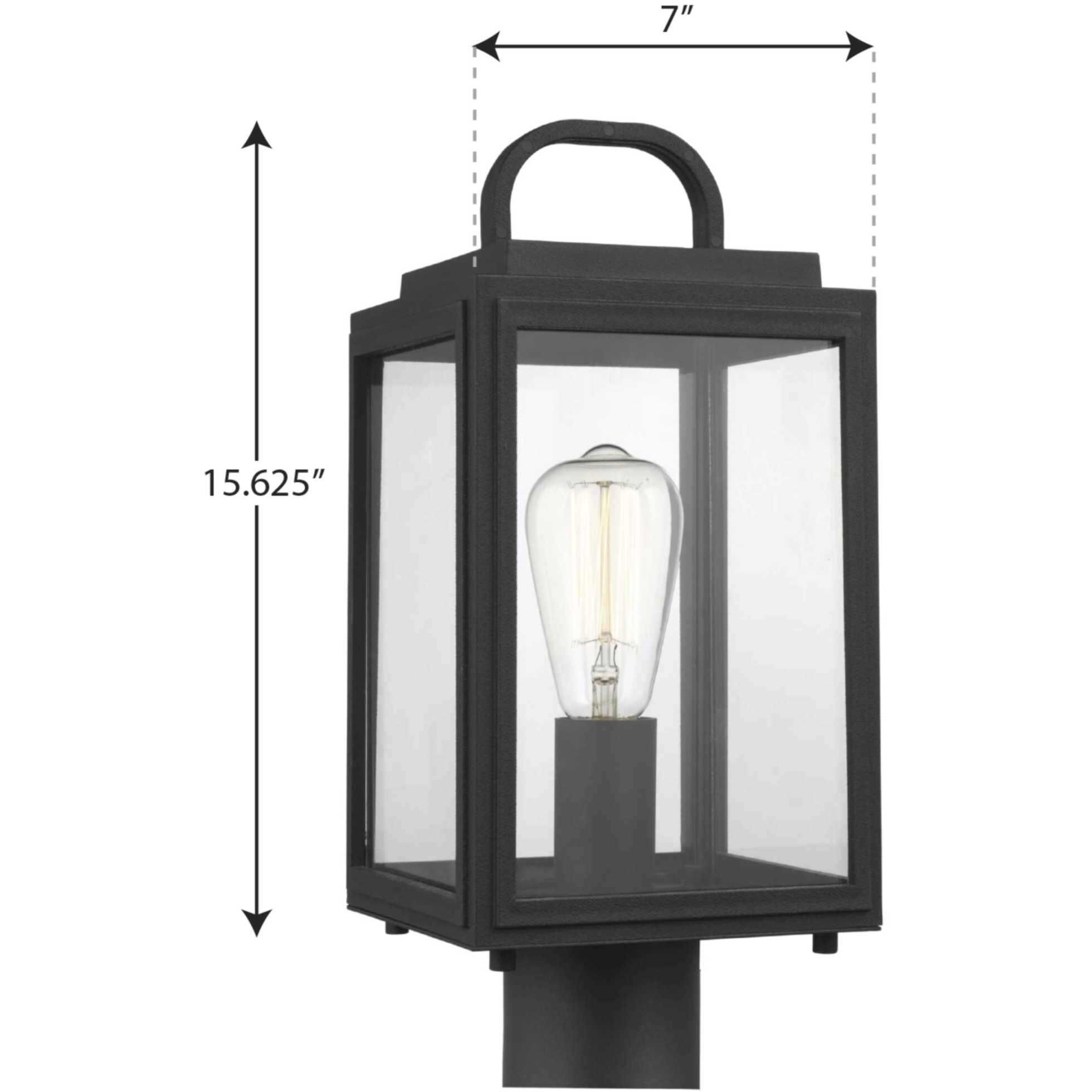 Grandbury 1 Light 16 inch Textured Black Outdoor Post Lantern, with DURASHIELD