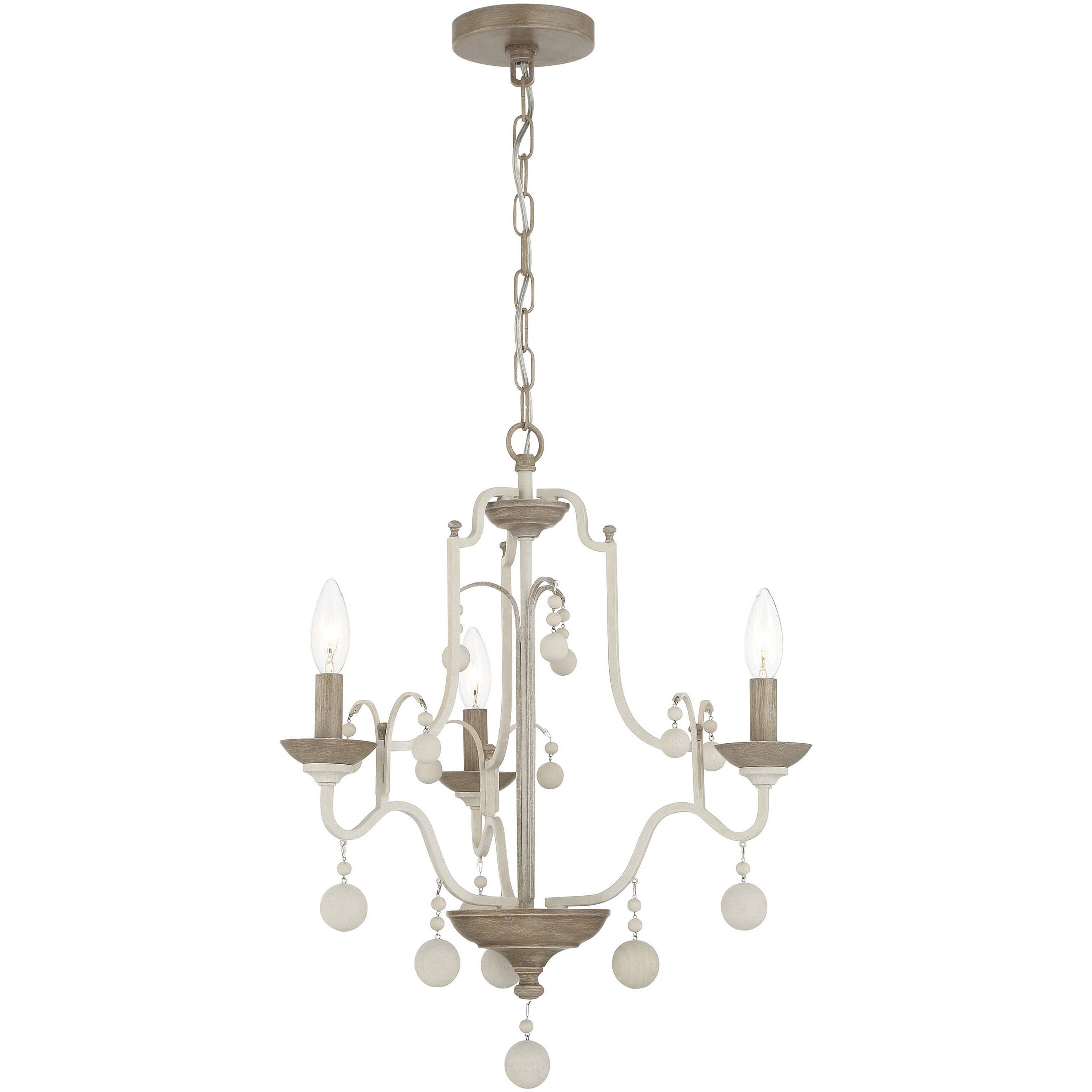 Colonial Charm 3 Light 18.75 inch White Wash and Sun Dried Clay Chandelier Ceiling Light