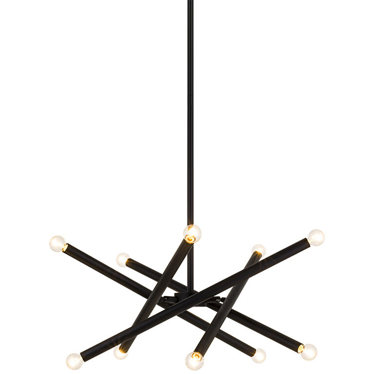 Matchstix 10 Light 31.25 inch Black Pendant Ceiling Light in Black and Clear