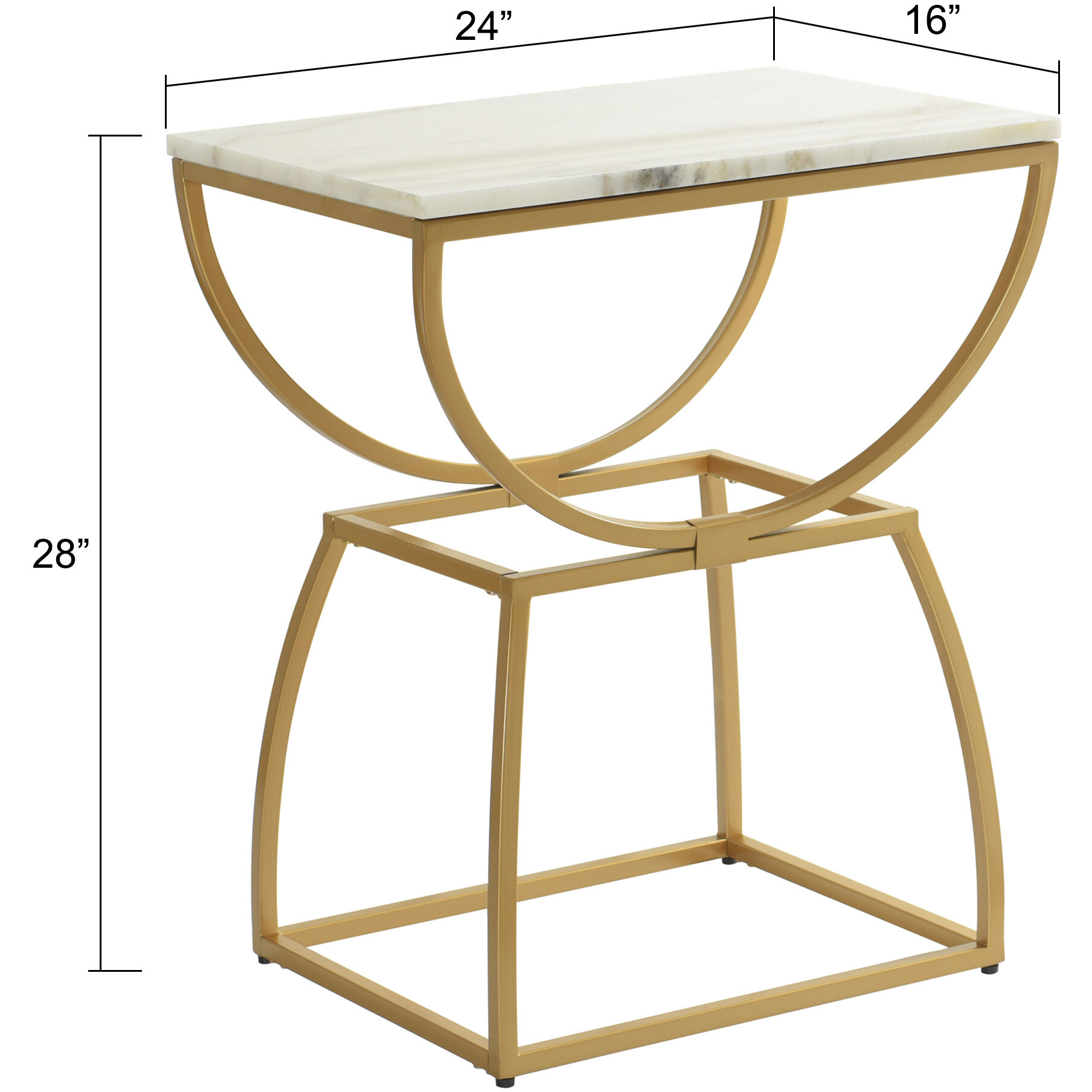Loren 28 X 24 inch White and Gold Side Table