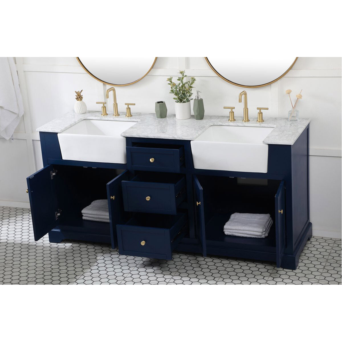 Franklin 72 X 22 X 35 inch Blue Bathroom Vanity Cabinet