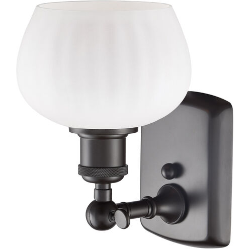 Ballston Fenton LED 7 inch Oil Rubbed Bronze Sconce Wall Light in Matte White Glass, Ballston