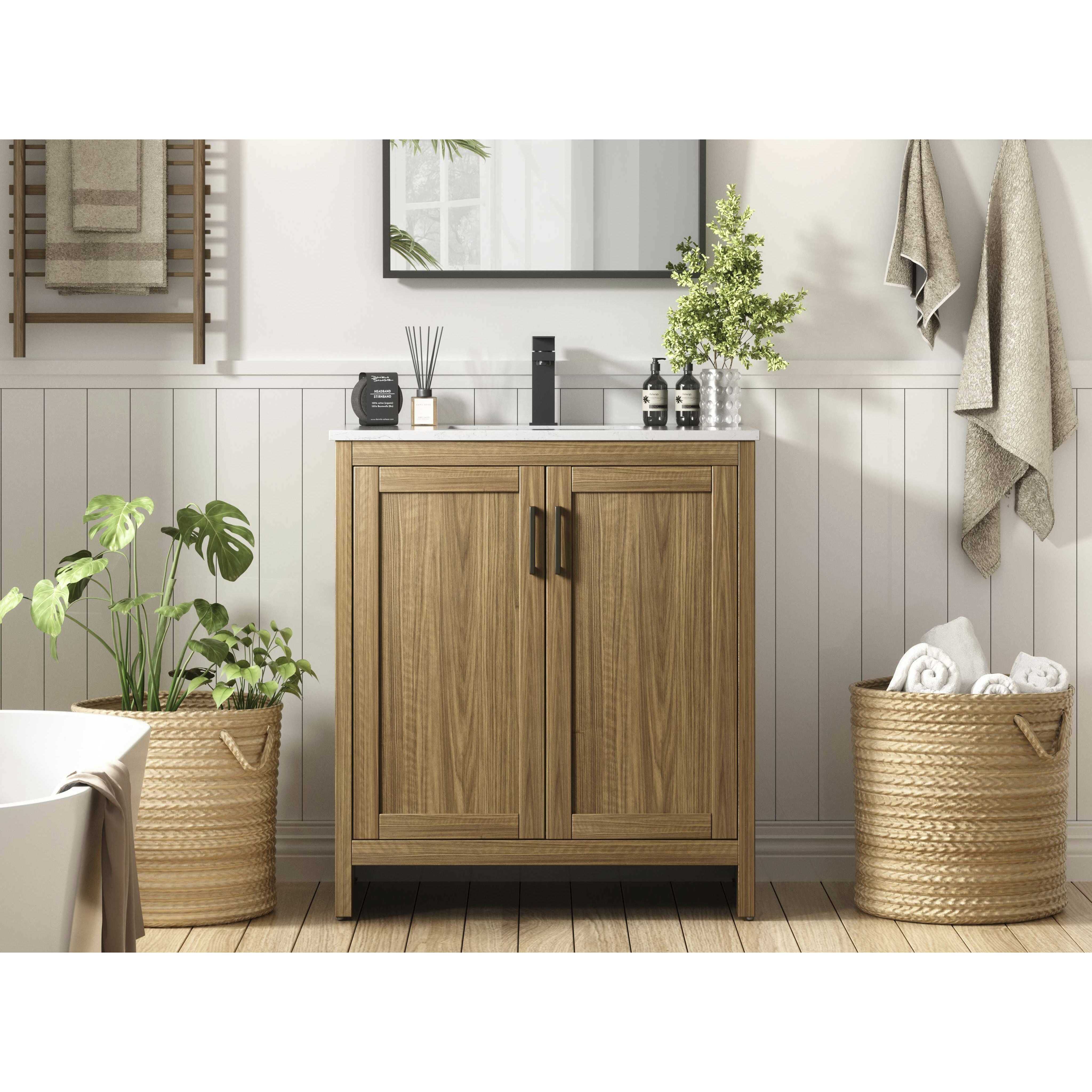 Finnley 30 X 34 inch Walnut Brown Bathroom Vanity Cabinet