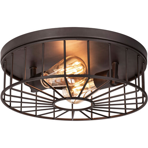 Theo 2 Light 14 inch Black Flush Mount Ceiling Light