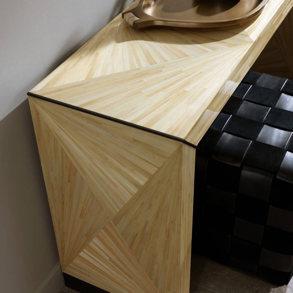 Toulouse 54 inch Blonde Straw Marquetry Console Table