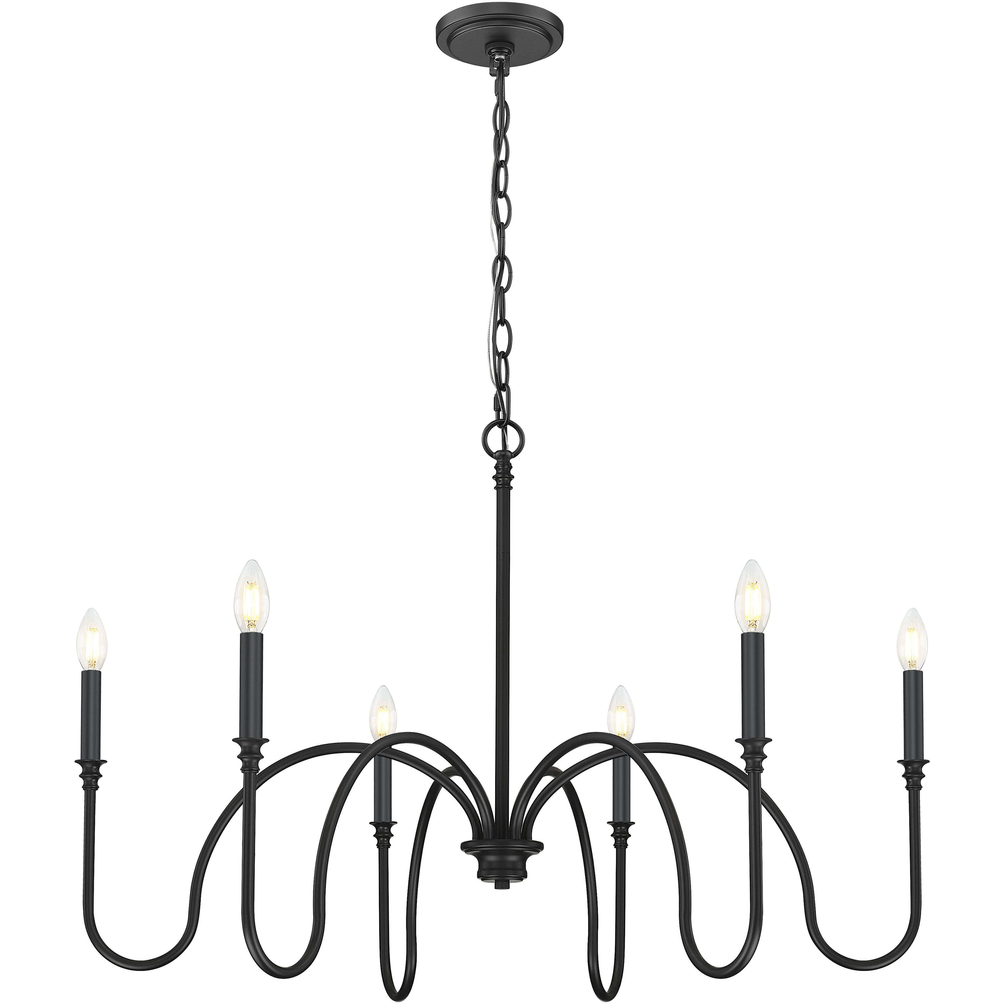 Jisele 6 Light 41.75 inch Matte Black Chandelier Ceiling Light