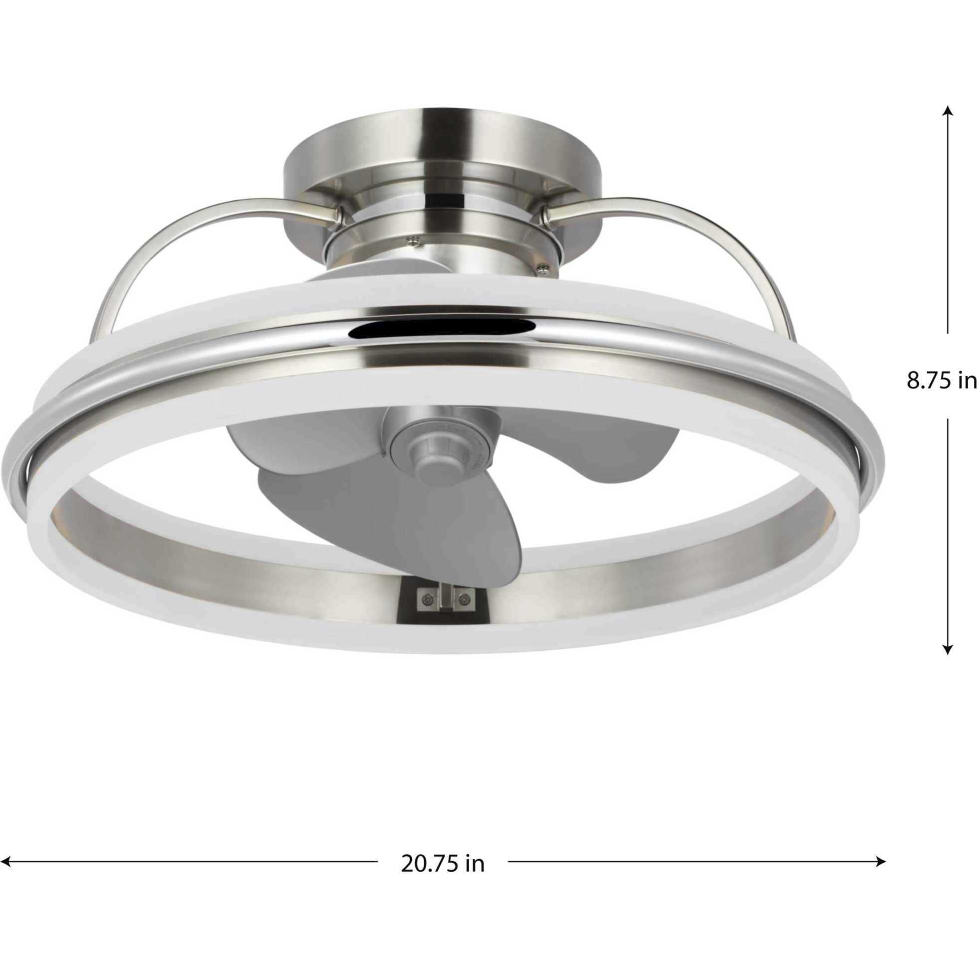 Burnett 20.94 inch Brushed Nickel with Silver Blades Outdoor Ceiling Fan