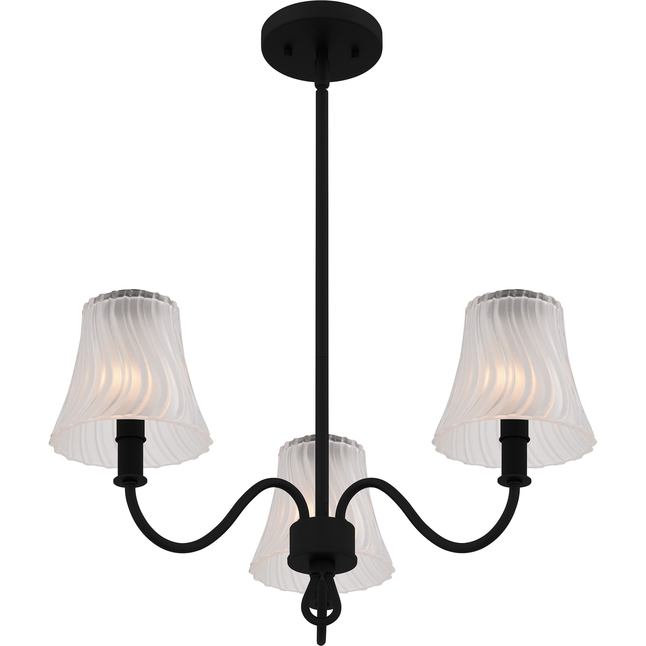 McKinney 3 Light 21.75 inch Matte Black Chandelier Ceiling Light