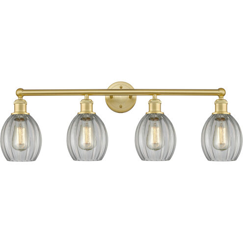 Eaton 4 Light 32.5 inch Satin Gold Bath Vanity Light Wall Light in Clear