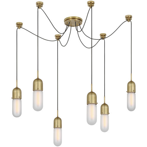 Thomas O'Brien Junio LED 9.5 inch Hand-Rubbed Antique Brass Pendant Ceiling Light in Frosted Glass