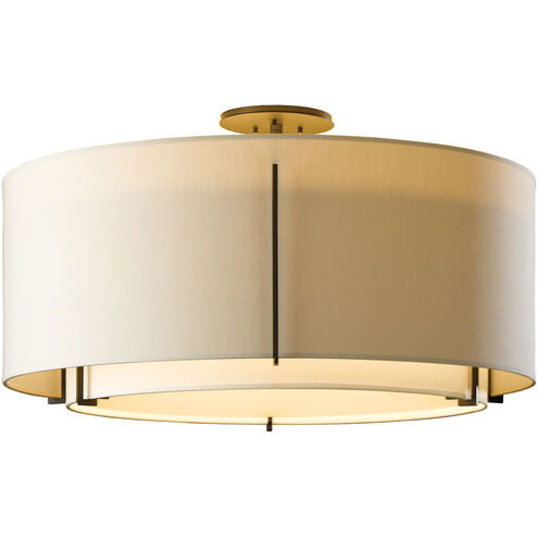 Exos 3 Light 29 inch Soft Gold Semi-Flush Ceiling Light in Natural Anna/Light Grey, Large