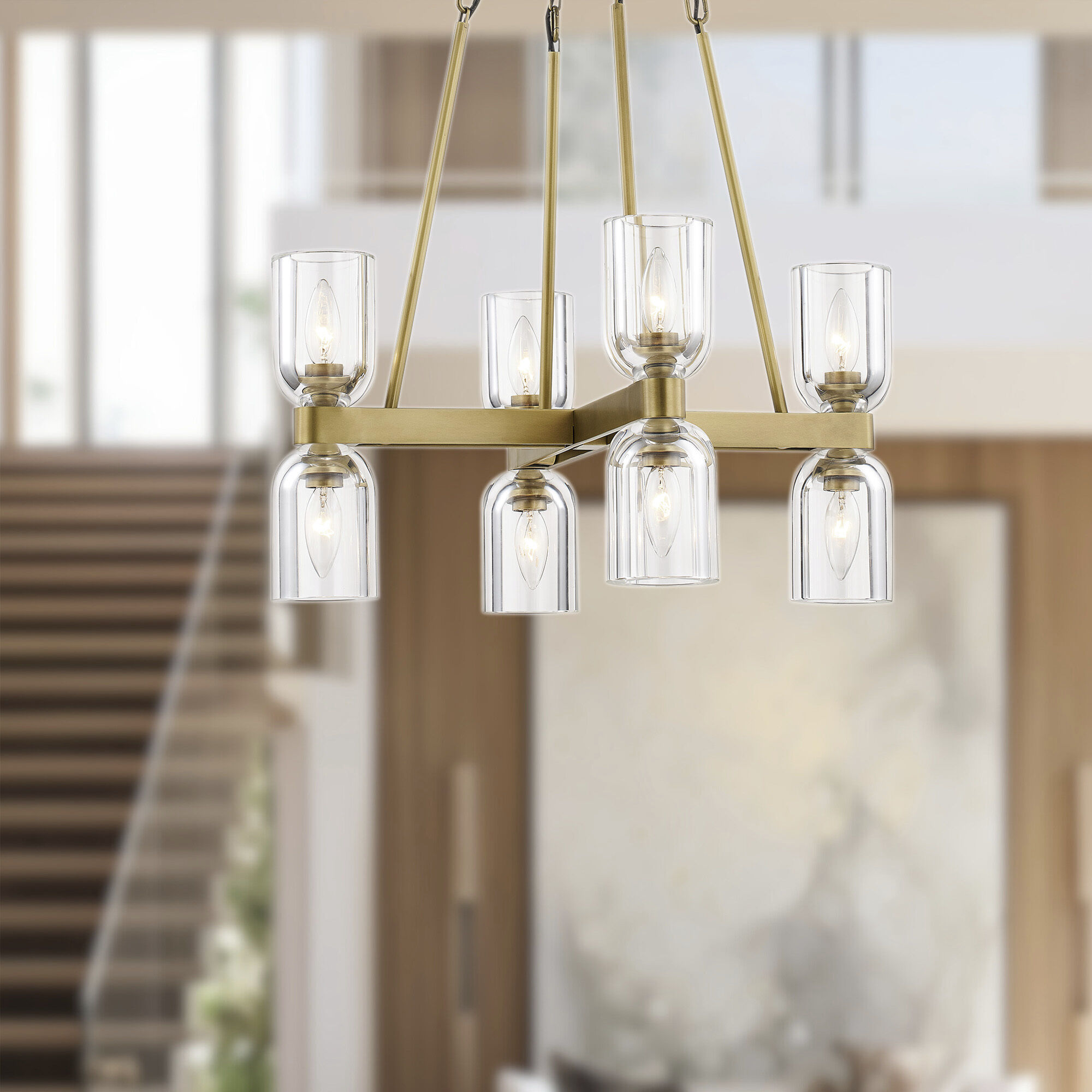 Lucian 8 Light 22 inch Clear Crystal/Vintage Brass Chandelier Ceiling Light in Clear Glass