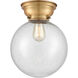 Aditi X-Large Beacon LED 10 inch Brushed Brass Flush Mount Ceiling Light in Seedy Glass, Aditi