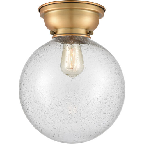 Aditi X-Large Beacon LED 10 inch Brushed Brass Flush Mount Ceiling Light in Seedy Glass, Aditi