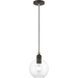 Downtown 1 Light 8 inch Bronze with Antique Brass Accents Pendant Ceiling Light, Sphere