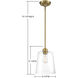 Industrial 1 Light 9.5 inch Natural Brass Pendant Ceiling Light