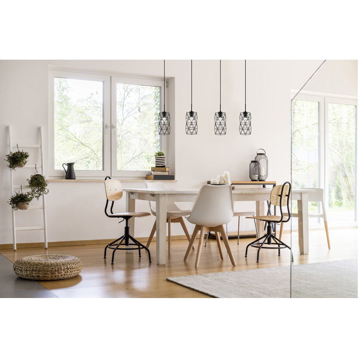 Estevau 2 4 Light 41.14 inch Matte Black Linear Pendant Ceiling Light