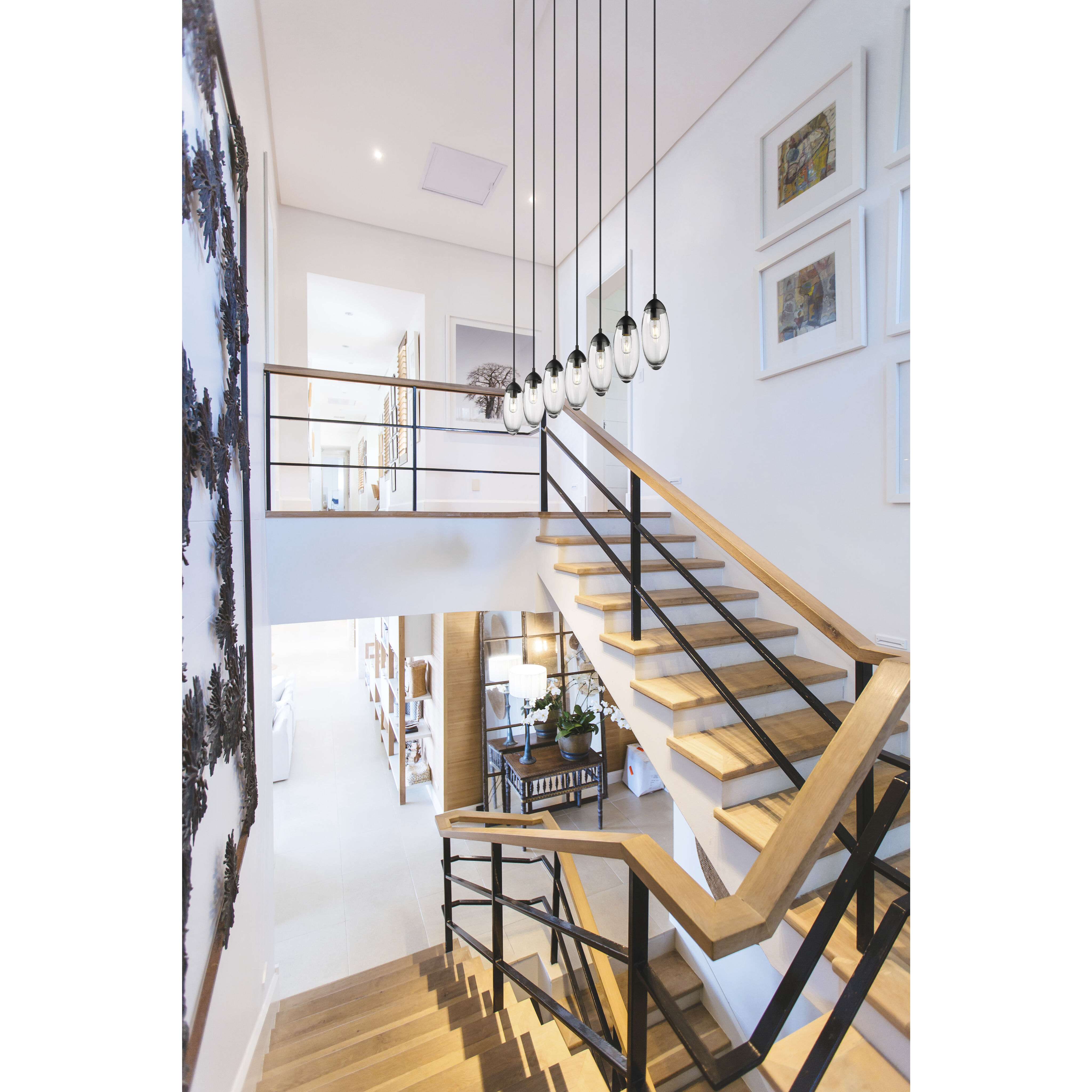 Arden 7 Light 54 inch Matte Black Linear Chandelier Ceiling Light