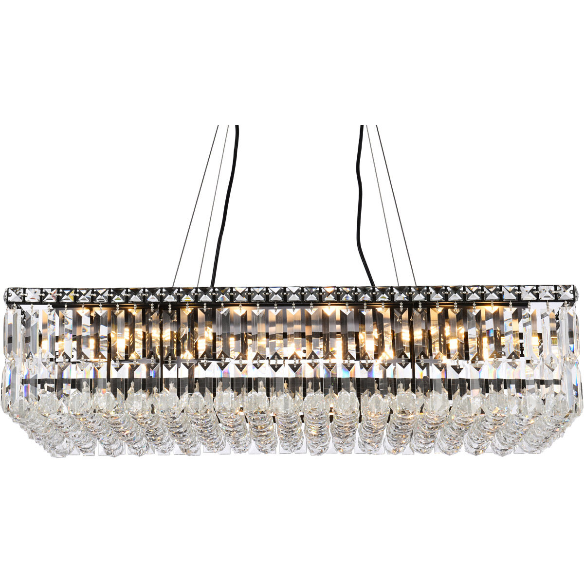 Maxime 16 Light 32 inch Black and Clear Linear Chandelier Ceiling Light in Royal Cut