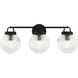 Drew & Jonathan Preston 3 Light 24 inch Midnight Black Bath Vanity Wall Light in Standard