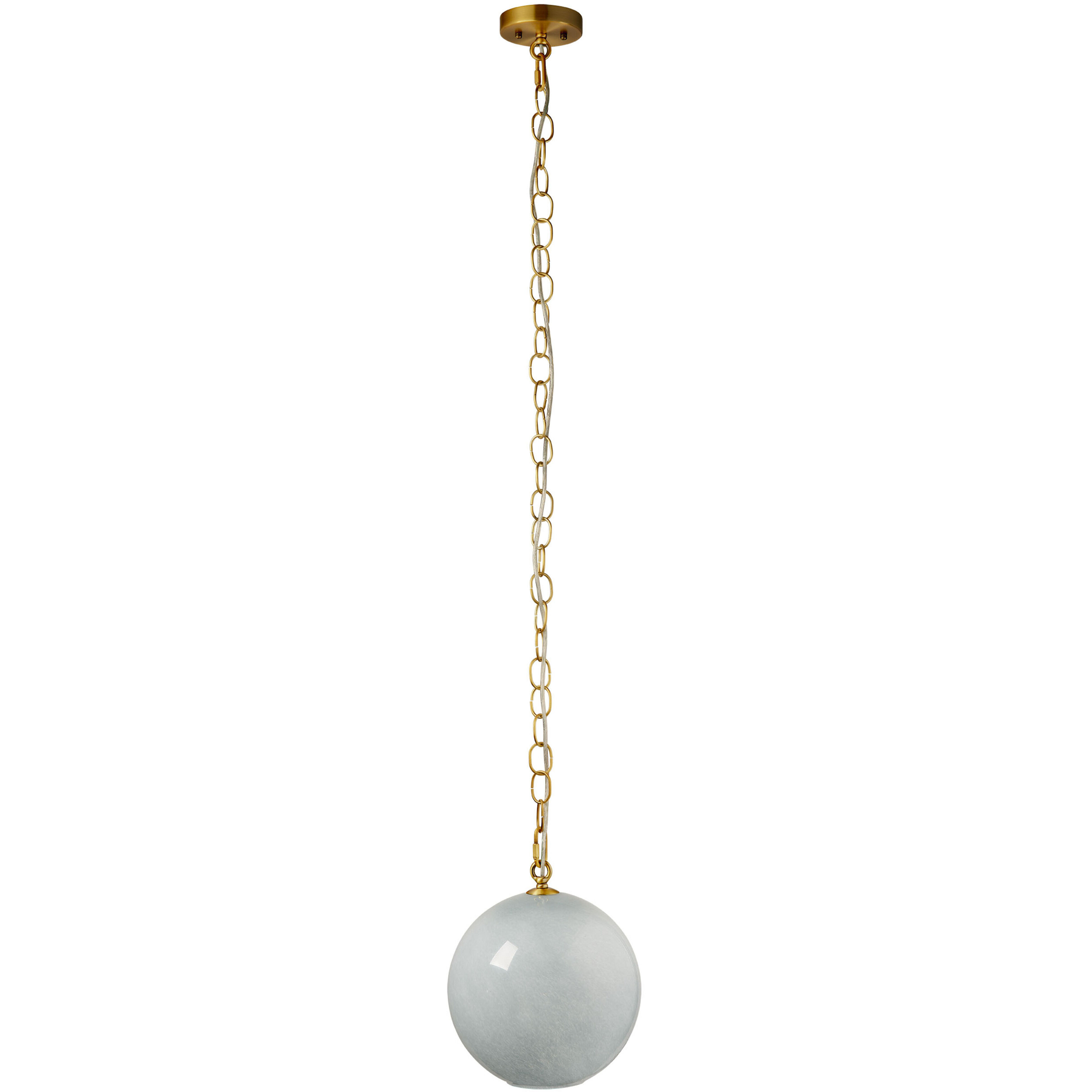 Camber 1 Light 11.5 inch Brass Pendant Ceiling Light in Blue Mouth-Blown Glass