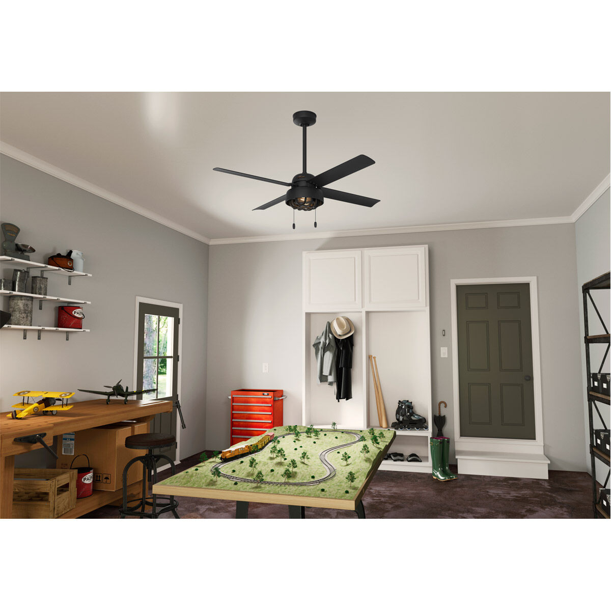 Spring Mill 52 inch Matte Black Outdoor Ceiling Fan