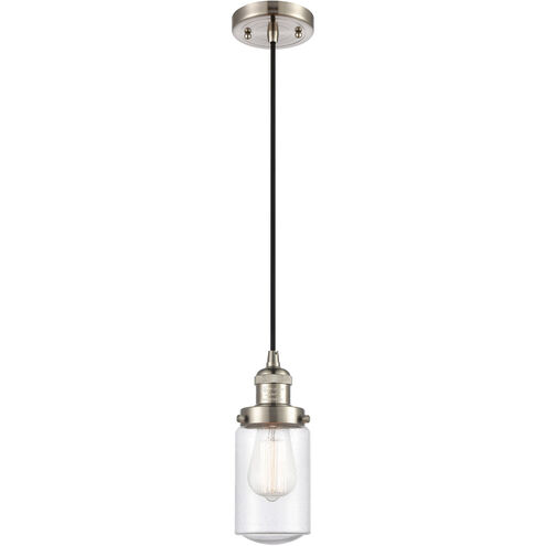 Franklin Restoration Dover LED 5 inch Brushed Satin Nickel Mini Pendant Ceiling Light in Seedy Glass, Franklin Restoration