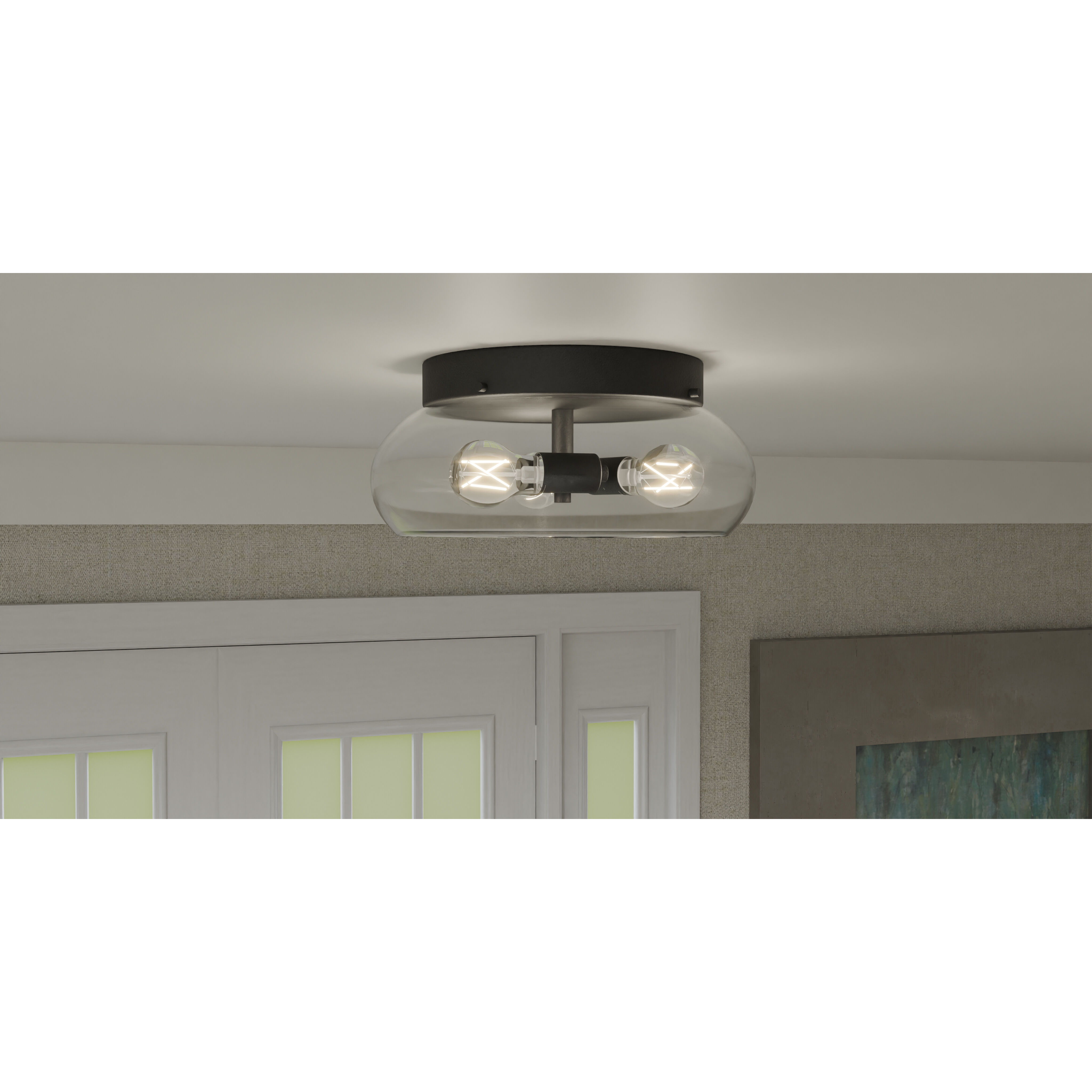 Lucy 3 Light 14 inch Matte Black Flush Mount Ceiling Light, Medium
