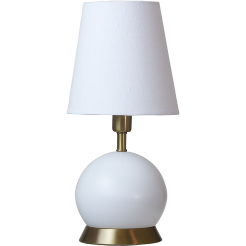 Geo 12 inch 60 watt White with Weathered Brass accents Table Lamp Portable Light