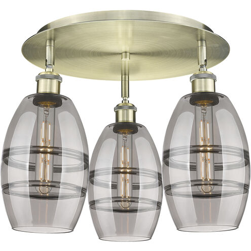 Ballston Vaz 3 Light 17.63 inch Antique Brass Flush Mount Ceiling Light