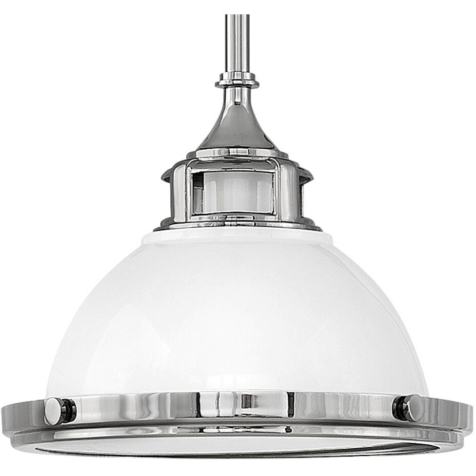 Amelia 1 Light 11.75 inch Polished White with Polished Nickel Indoor Mini Pendant Ceiling Light