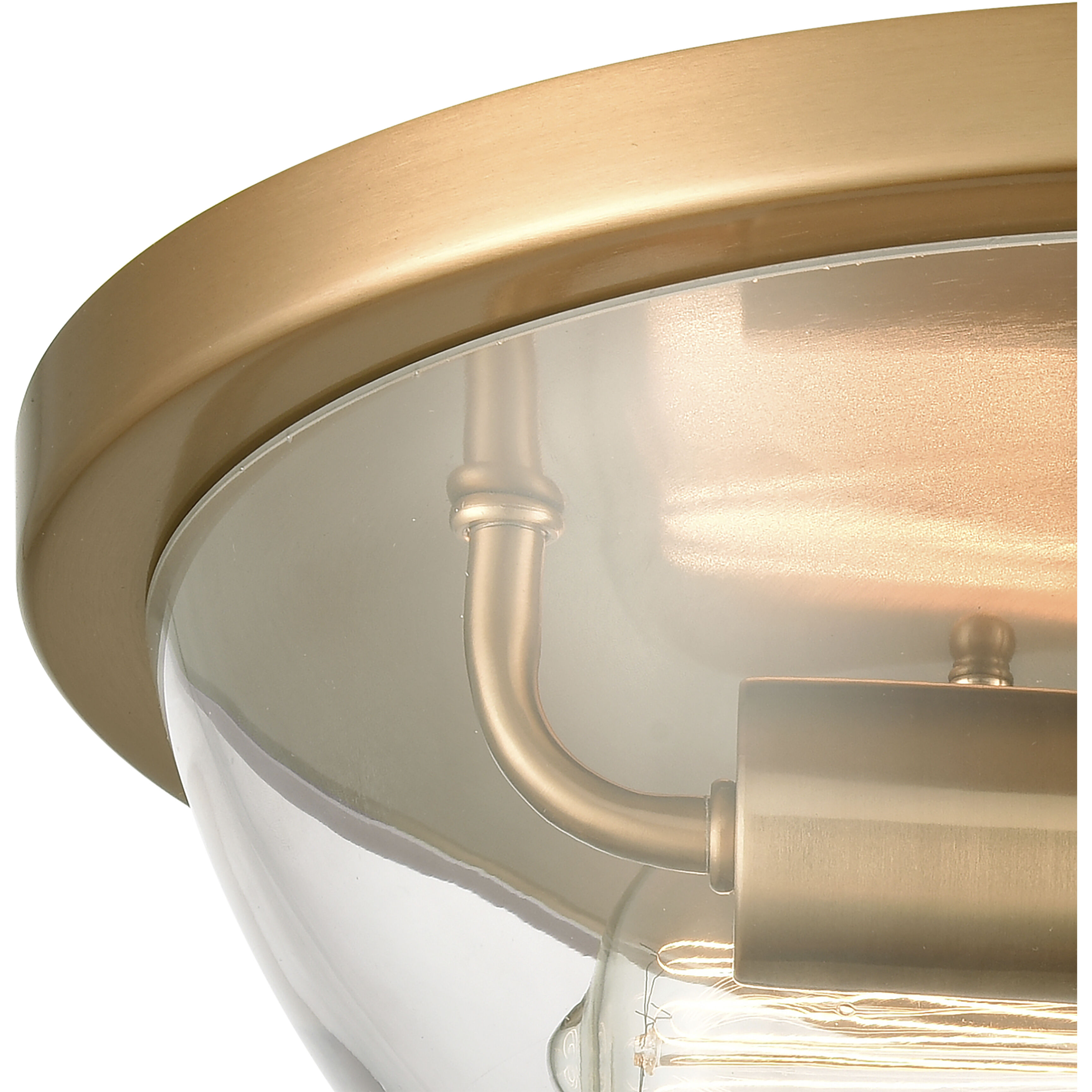 Astoria 2 Light 13.5 inch Satin Gold Flush Mount Ceiling Light