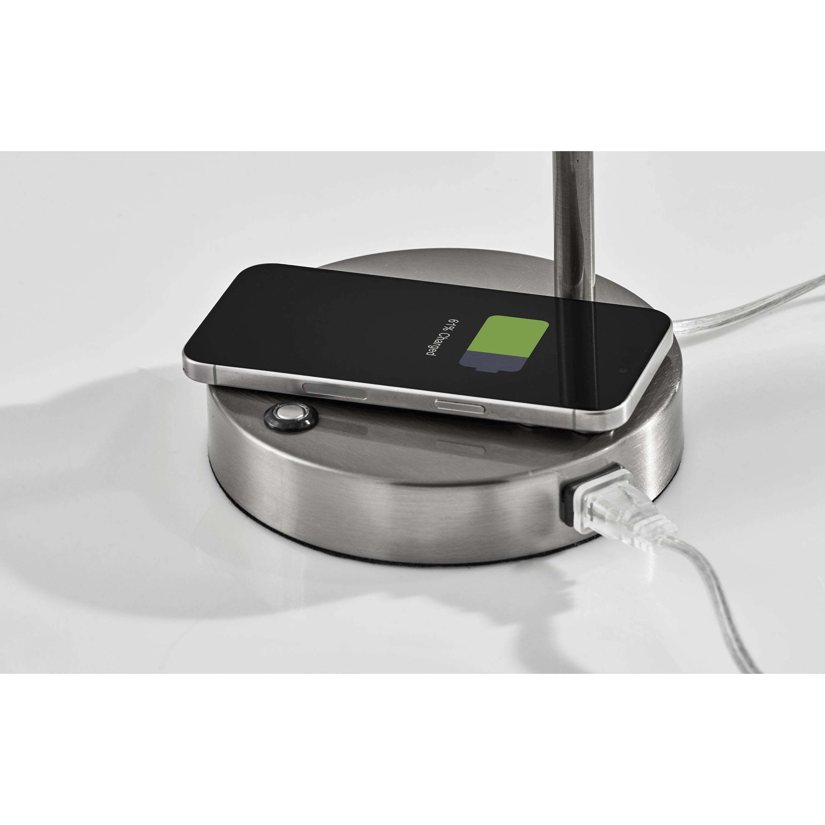 Dax 16 inch 9.00 watt Brushed Steel Wireless Charging Desk Lamp Portable Light