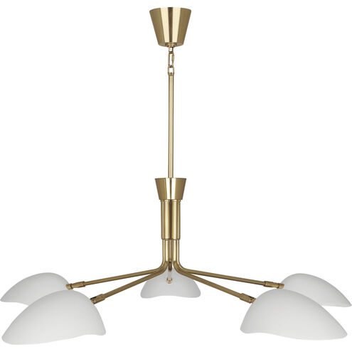 Rico Espinet Racer 5 Light 15 inch Modern Brass Chandelier Ceiling Light in Satin White