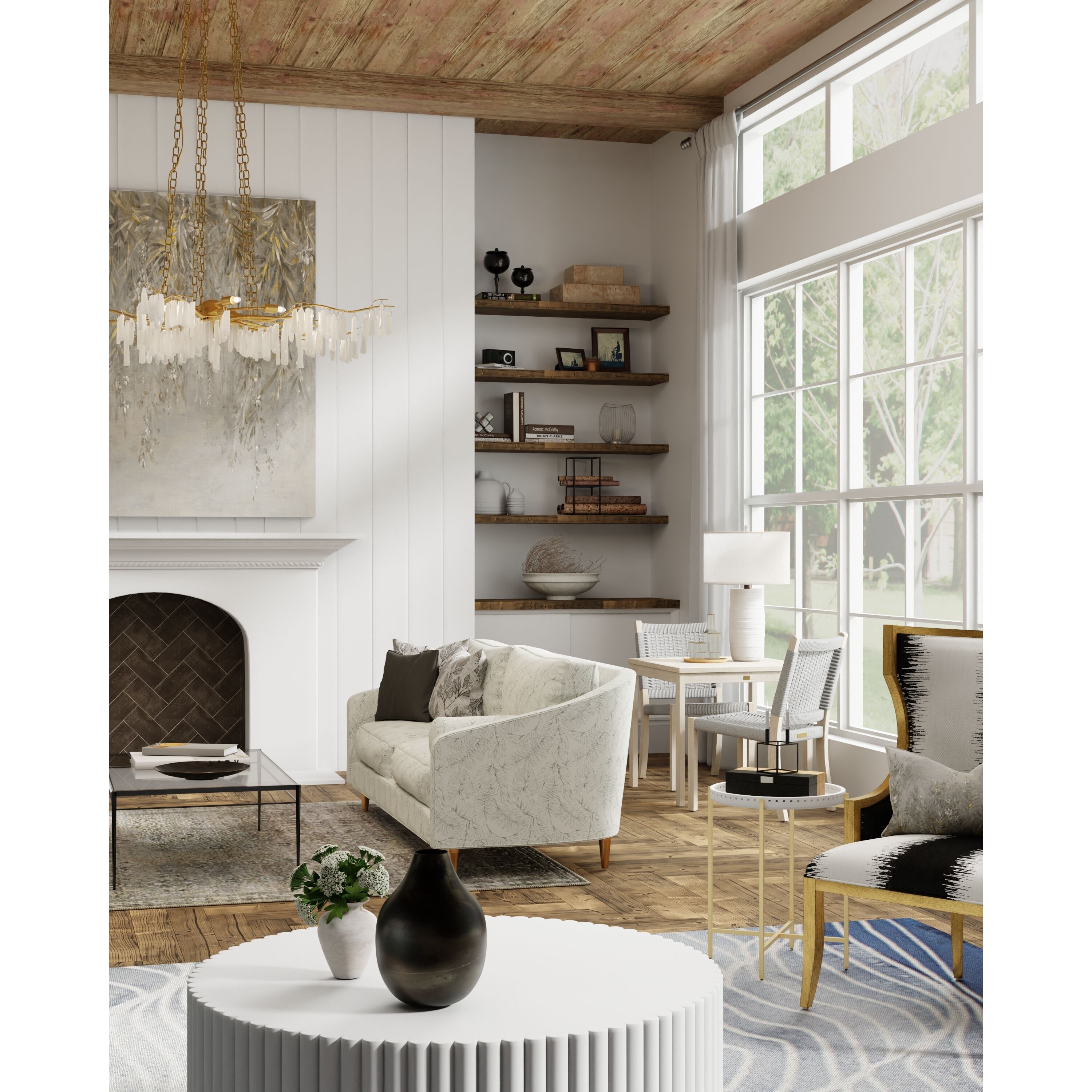 Forest Light 10 Light 62 inch Washed Lucerne Gold/Natural Chandelier Ceiling Light, Aviva Stanoff Collection