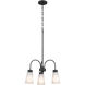 Erma 3 Light Black Chandelier Ceiling Light, Small, 1 Tier