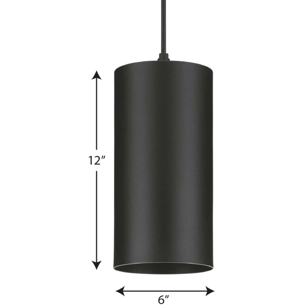 CYL RNDS LED 6 inch Black Outdoor Pendant, Progress LED